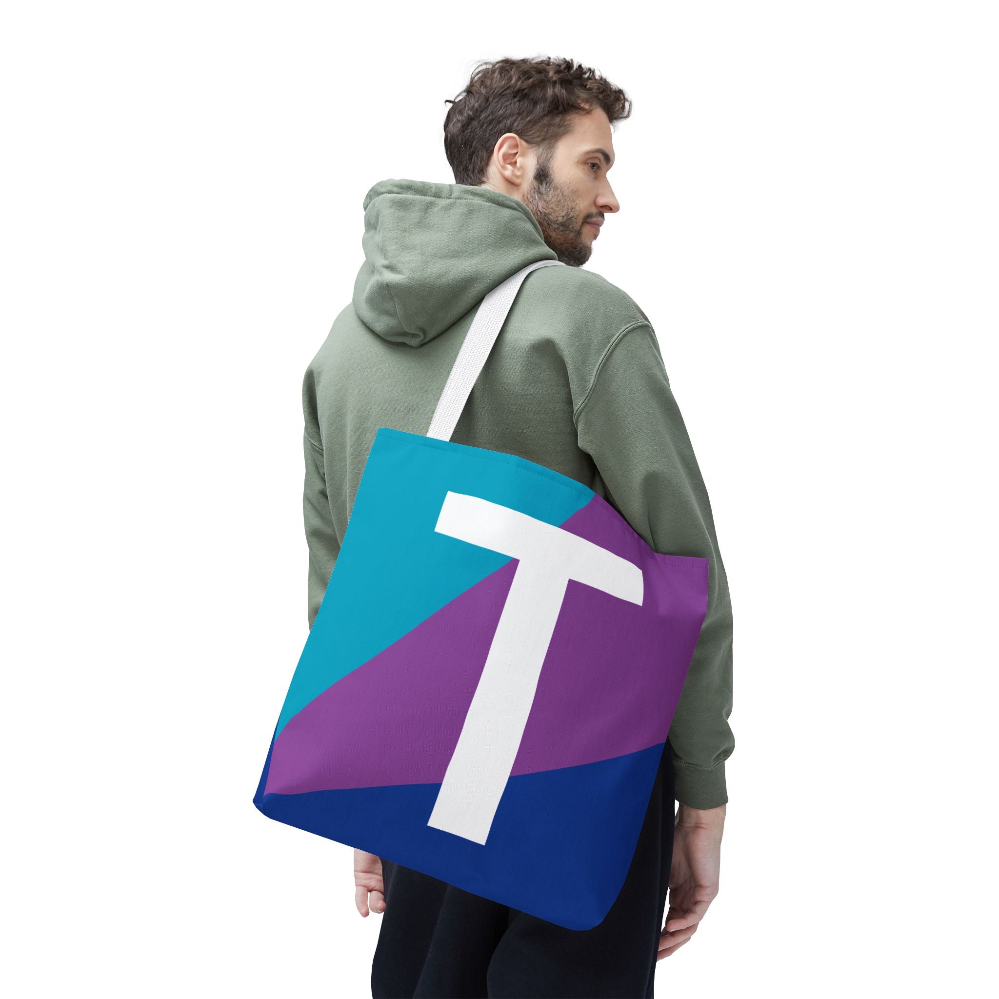 Monogram 'T' Colorblock Tote Bag — Personalized Initial T Shoulder Tote