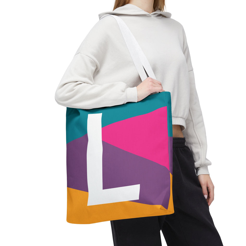 Monogram 'L' Colorblock Tote Bag — Personalized Initial L Shoulder Tote