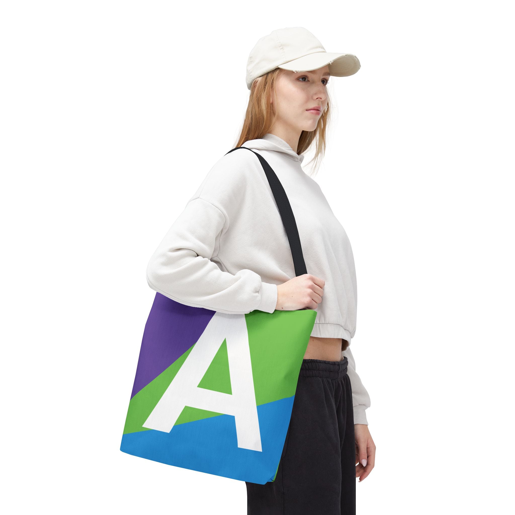 Monogram 'A' Colorblock Tote Bag — Personalized Initial A Shoulder Tote