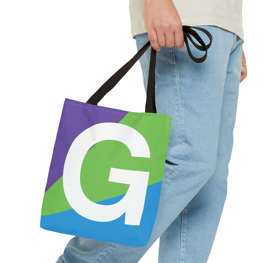 Monogram 'G' Colorblock Tote Bag — Personalized Initial G Shoulder Tote