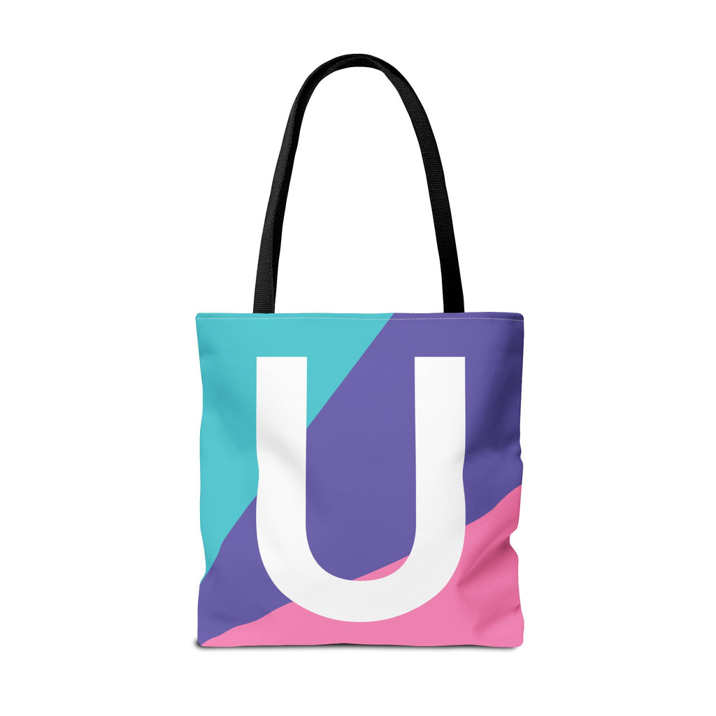 Monogram 'U' Colorblock Tote Bag — Personalized Initial U Shoulder Tote