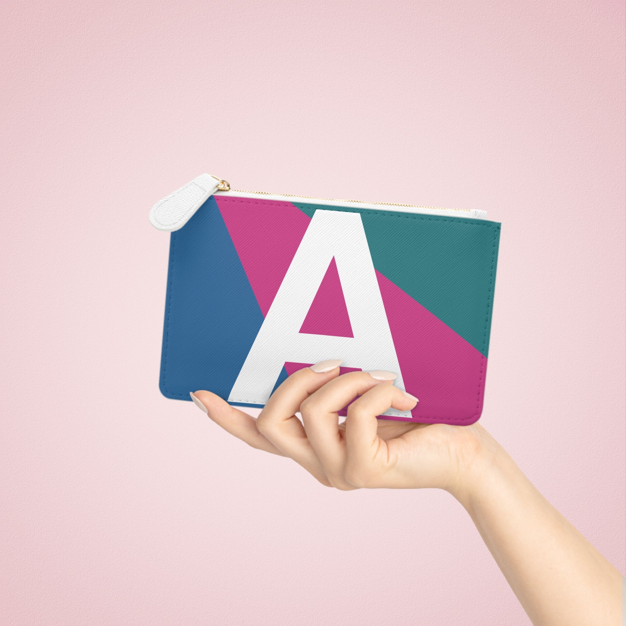 Initial A Mini Clutch — Colorblock Monogram Wristlet Wallet