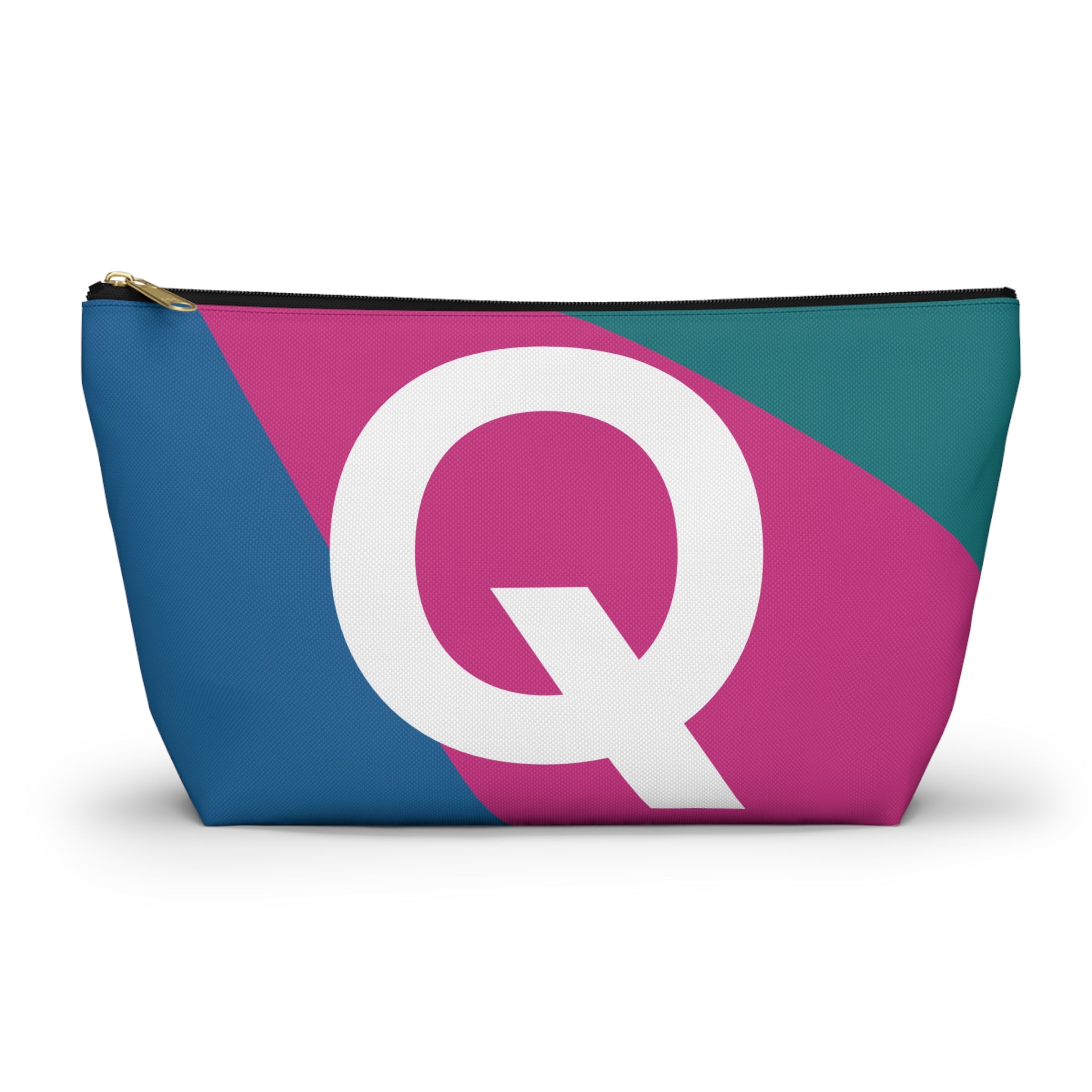 Initials Colorblock Accessory Pouch — Monogram Q T-Bottom Cosmetic Bag