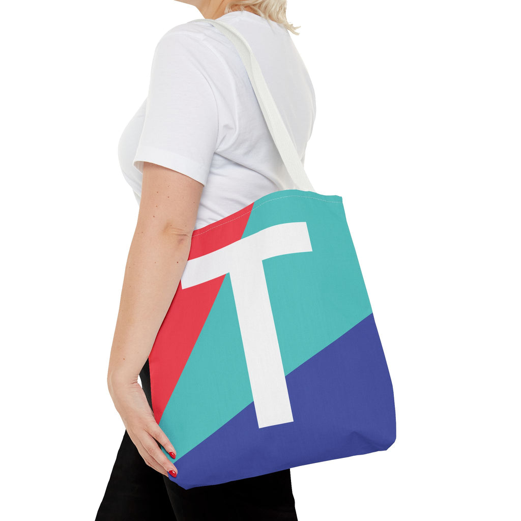 Monogram 'T' Colorblock Tote Bag — Personalized Initial T Shoulder Tote