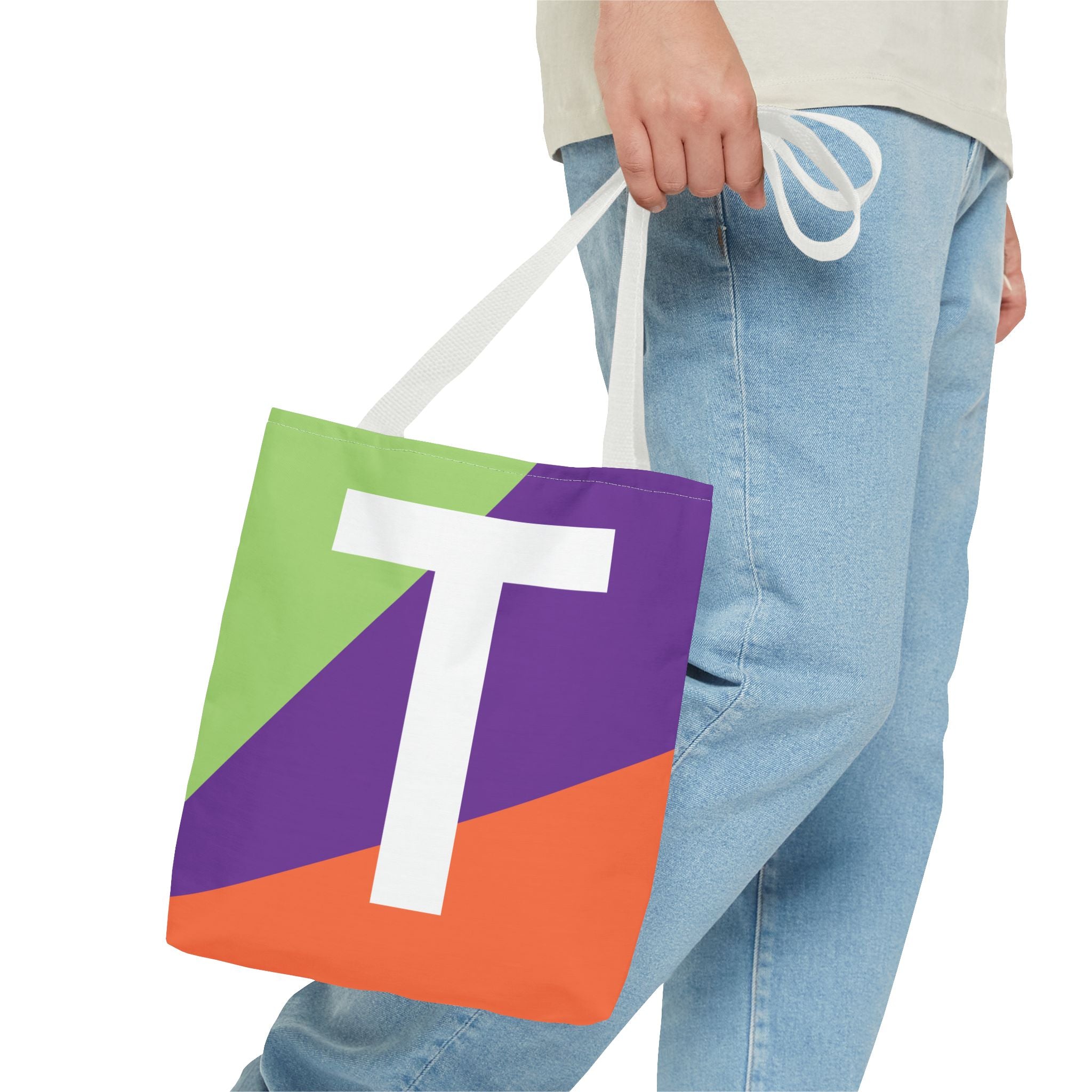 Monogram 'T' Colorblock Tote Bag — Personalized Initial T Shoulder Tote