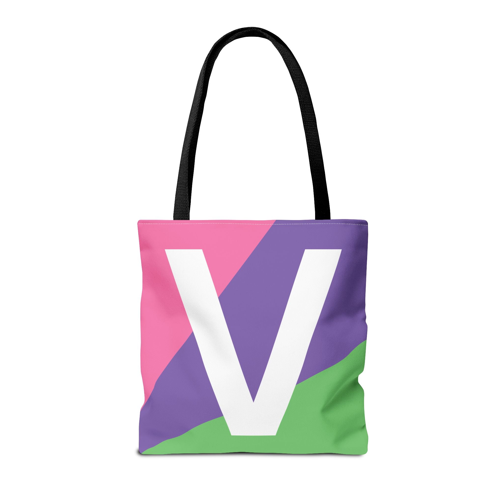 Monogram 'V' Colorblock Tote Bag — Personalized Initial V Shoulder Tote