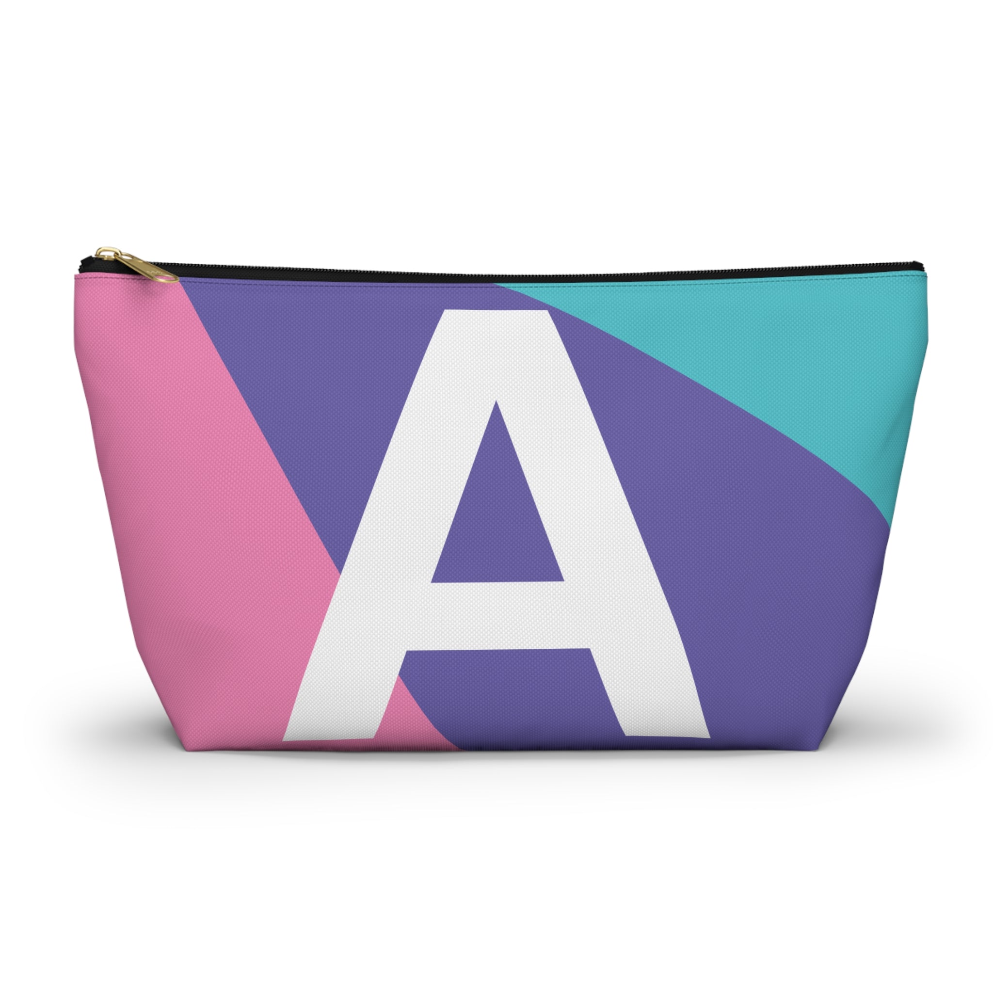 Initials Colorblock Accessory Pouch — Monogram A T-Bottom Cosmetic Bag