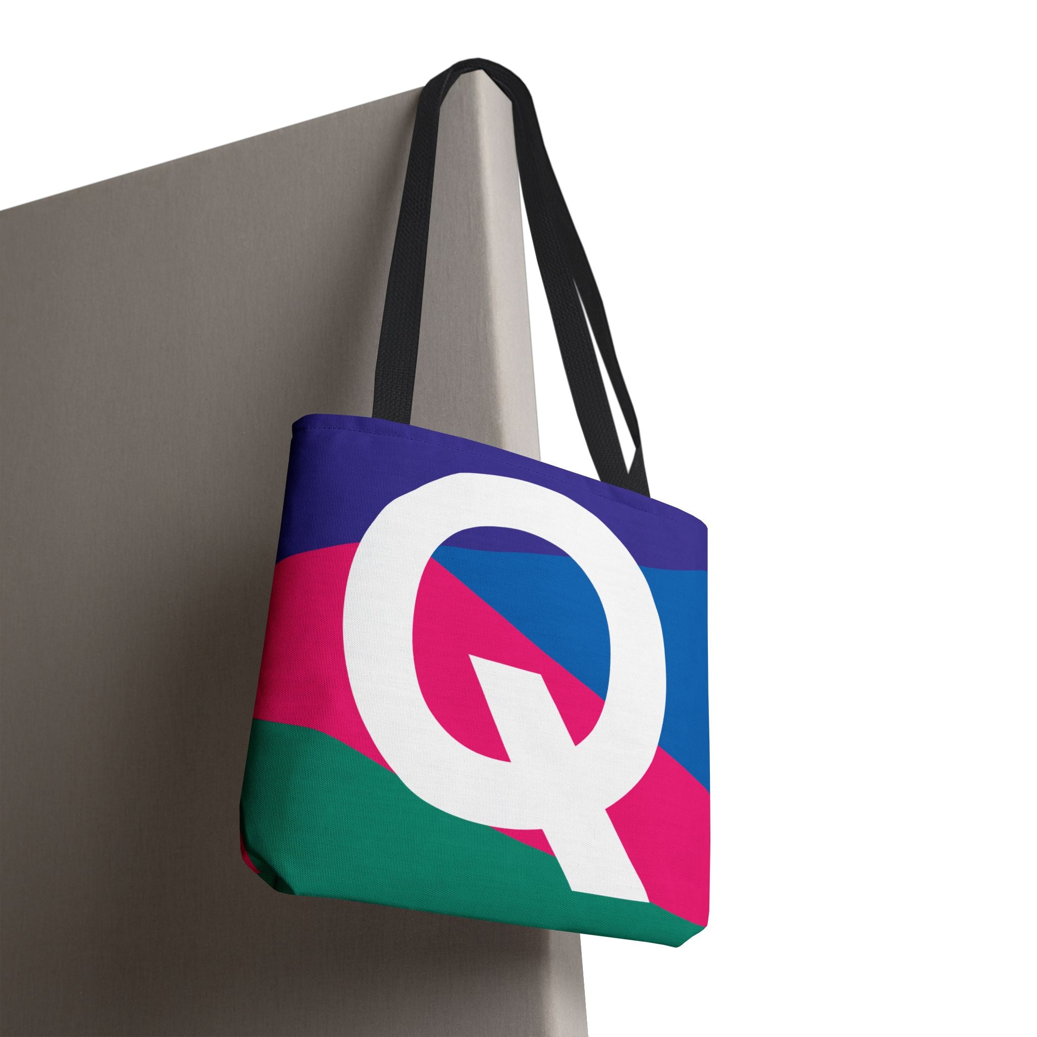 Monogram 'Q' Colorblock Tote Bag — Personalized Initial Q Shoulder Tote