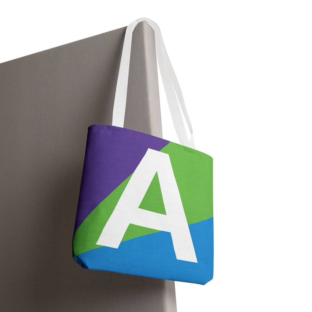 Monogram 'A' Colorblock Tote Bag — Personalized Initial A Shoulder Tote