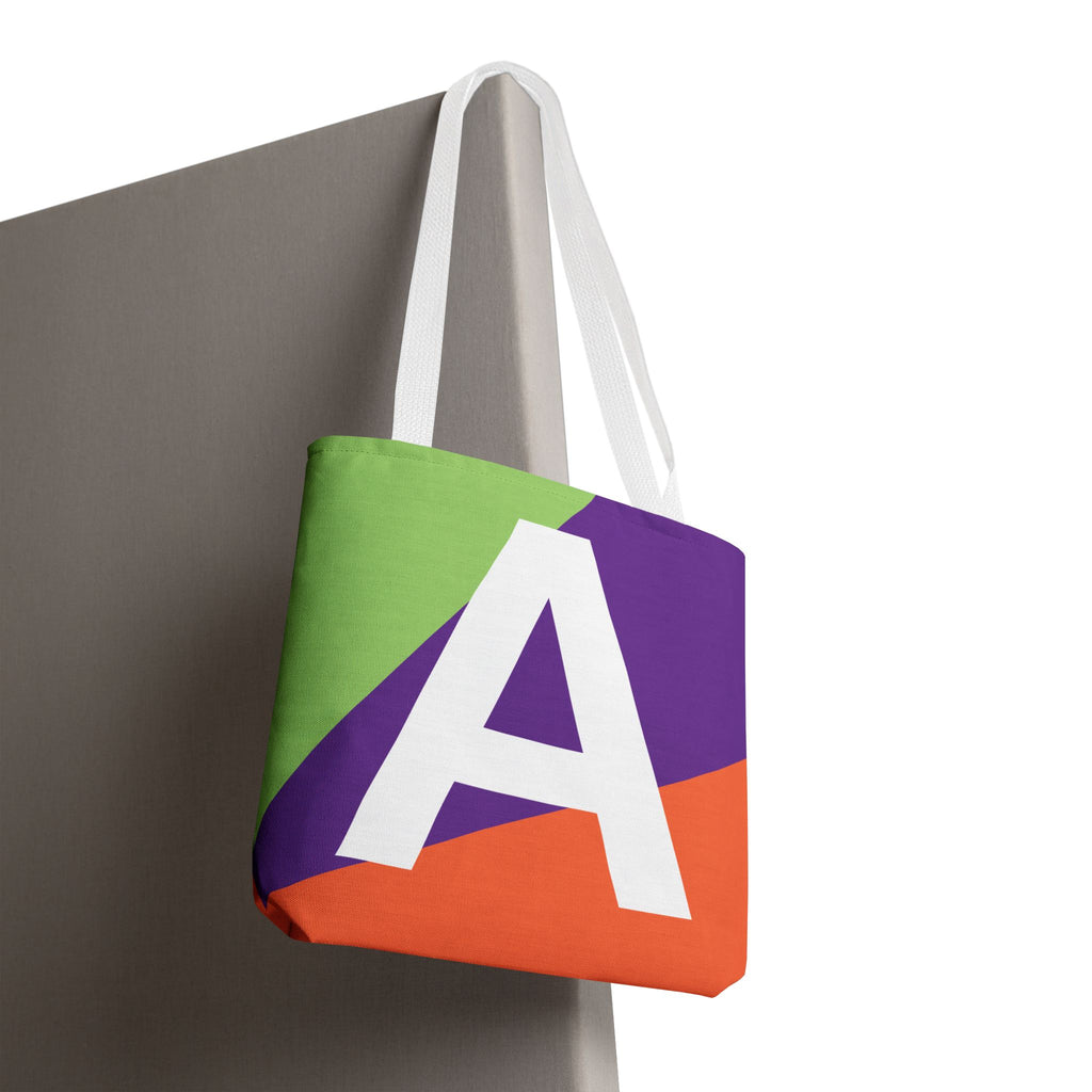 Monogram 'A' Colorblock Tote Bag — Personalized Initial A Shoulder Tote