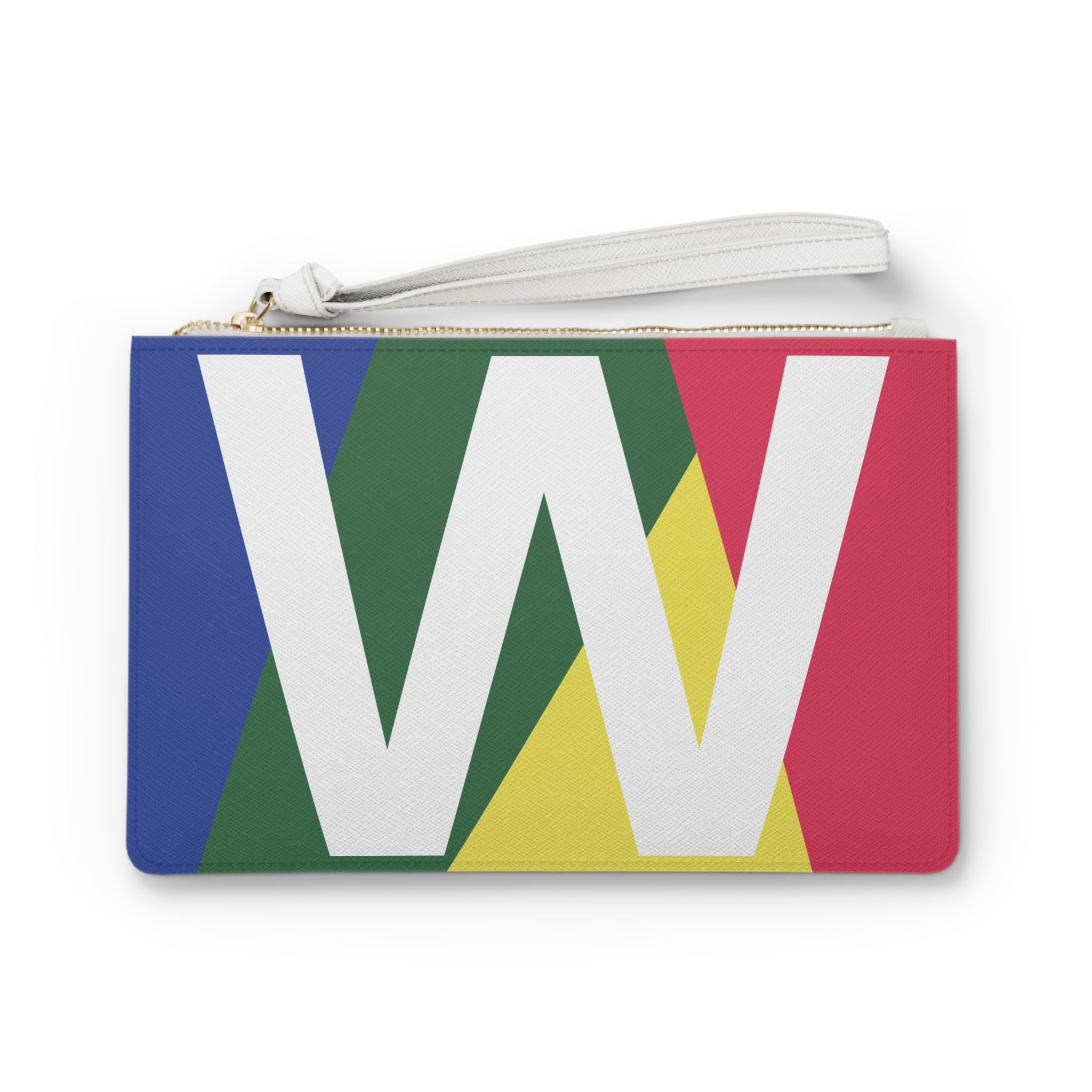 Monogram 'W' Colorblock Clutch Bag — Bold Geometric Wristlet for Everyday & Gifts