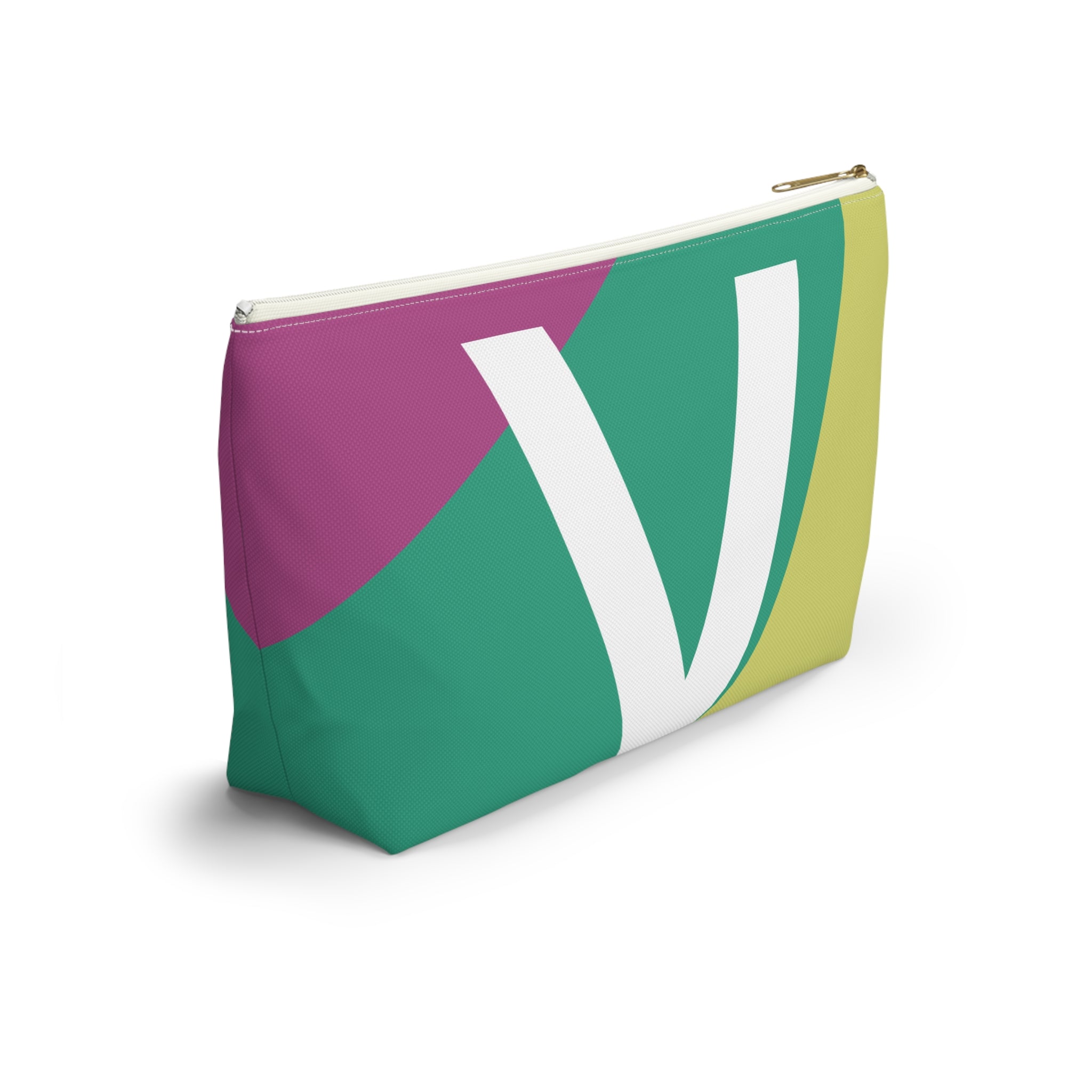 Initials Colorblock Accessory Pouch — Monogram V T-Bottom Cosmetic Bag