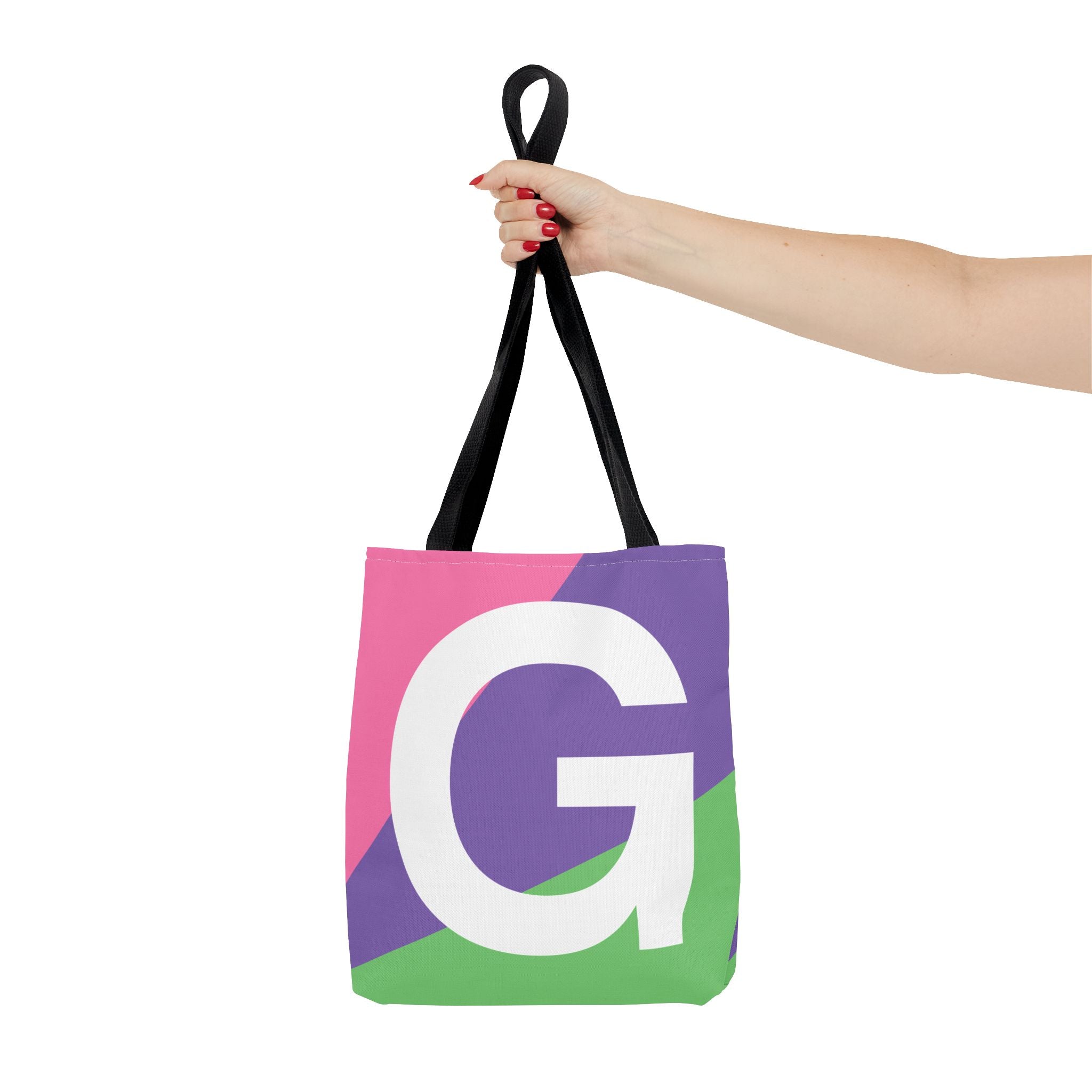 Monogram 'G' Colorblock Tote Bag — Personalized Initial G Shoulder Tote