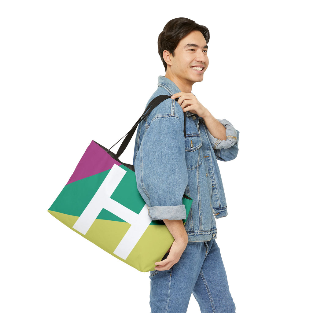 Personalized 'H' Colorblock Tote Bag — Monogram Weekender Tote