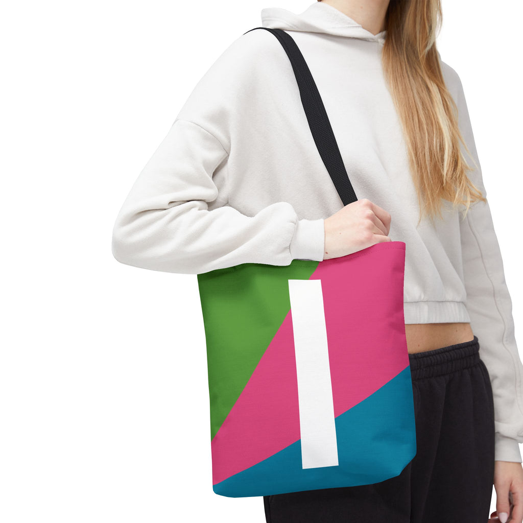 Monogram 'I' Colorblock Tote Bag — Personalized Initial I Shoulder Tote