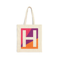 Initial H Colorblock Canvas Tote Bag — Monogram Letter H Reusable Grocery Tote
