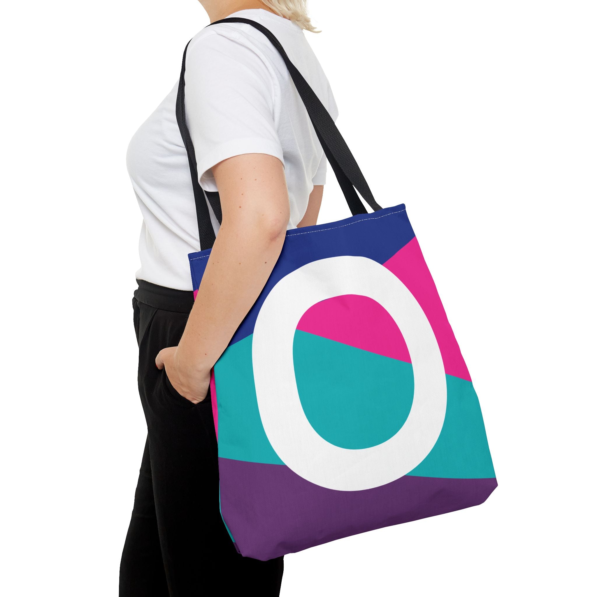 Monogram 'O' Colorblock Tote Bag — Personalized Initial O Shoulder Tote