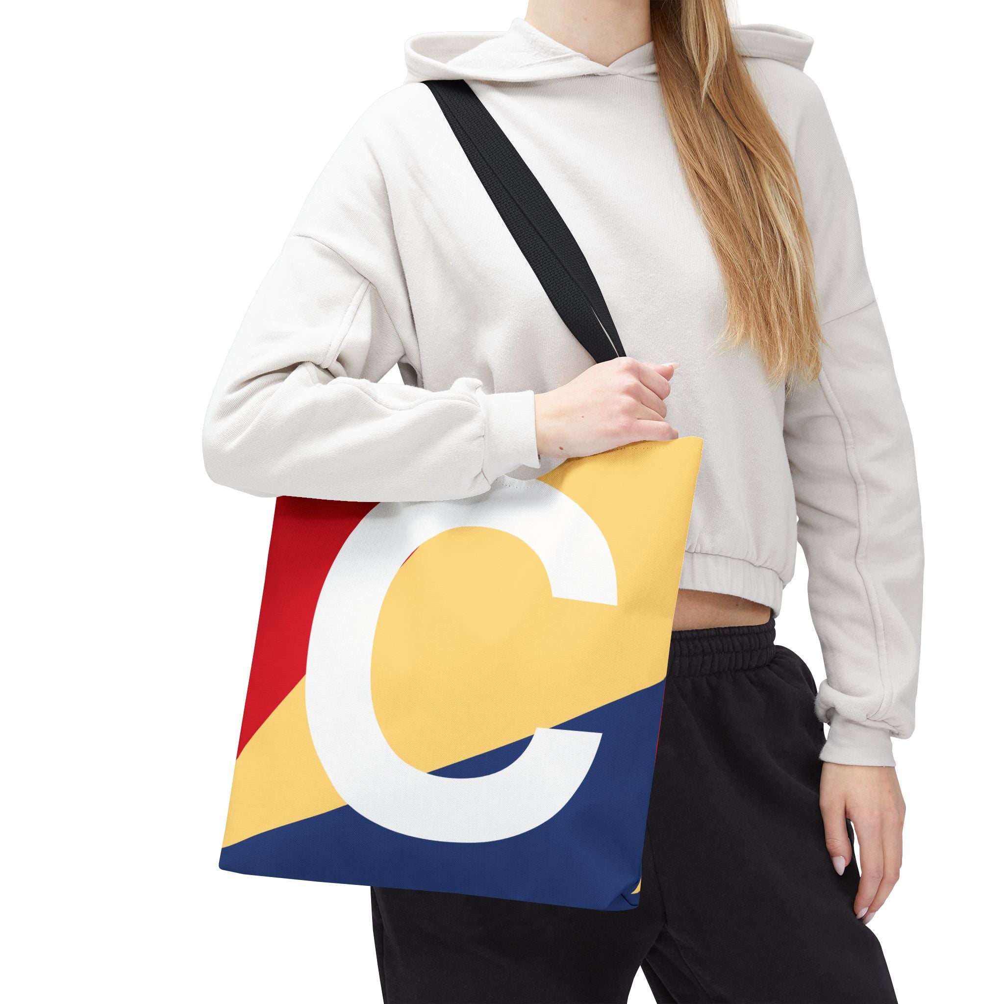 Monogram 'C' Colorblock Tote Bag — Personalized Initial C Shoulder Tote