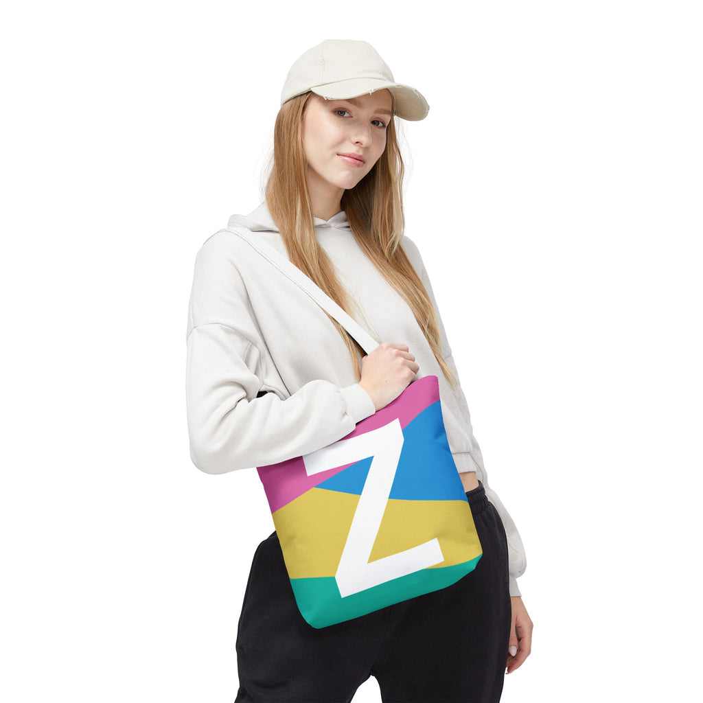 Monogram 'Z' Colorblock Tote Bag — Personalized Initial Z Shoulder Tote