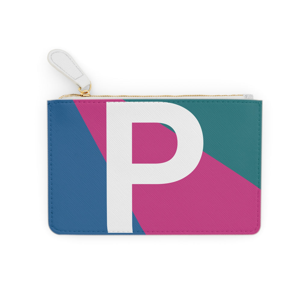 Initial P Mini Clutch — Colorblock Monogram Wristlet Wallet