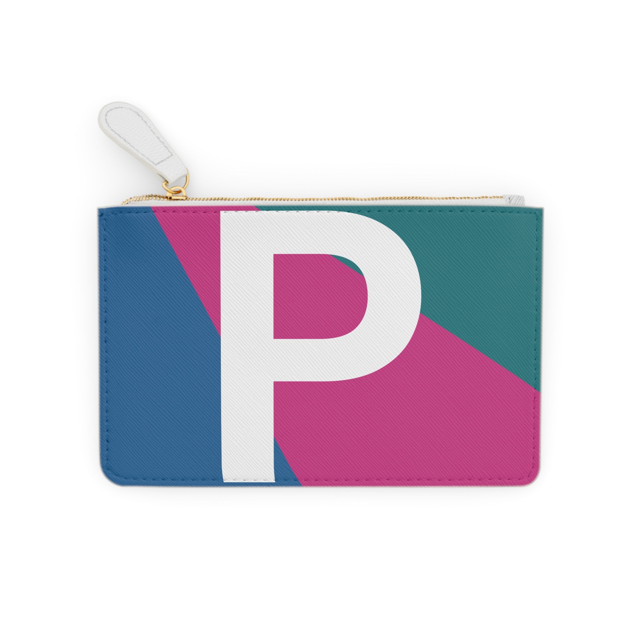 Initial P Mini Clutch — Colorblock Monogram Wristlet Wallet