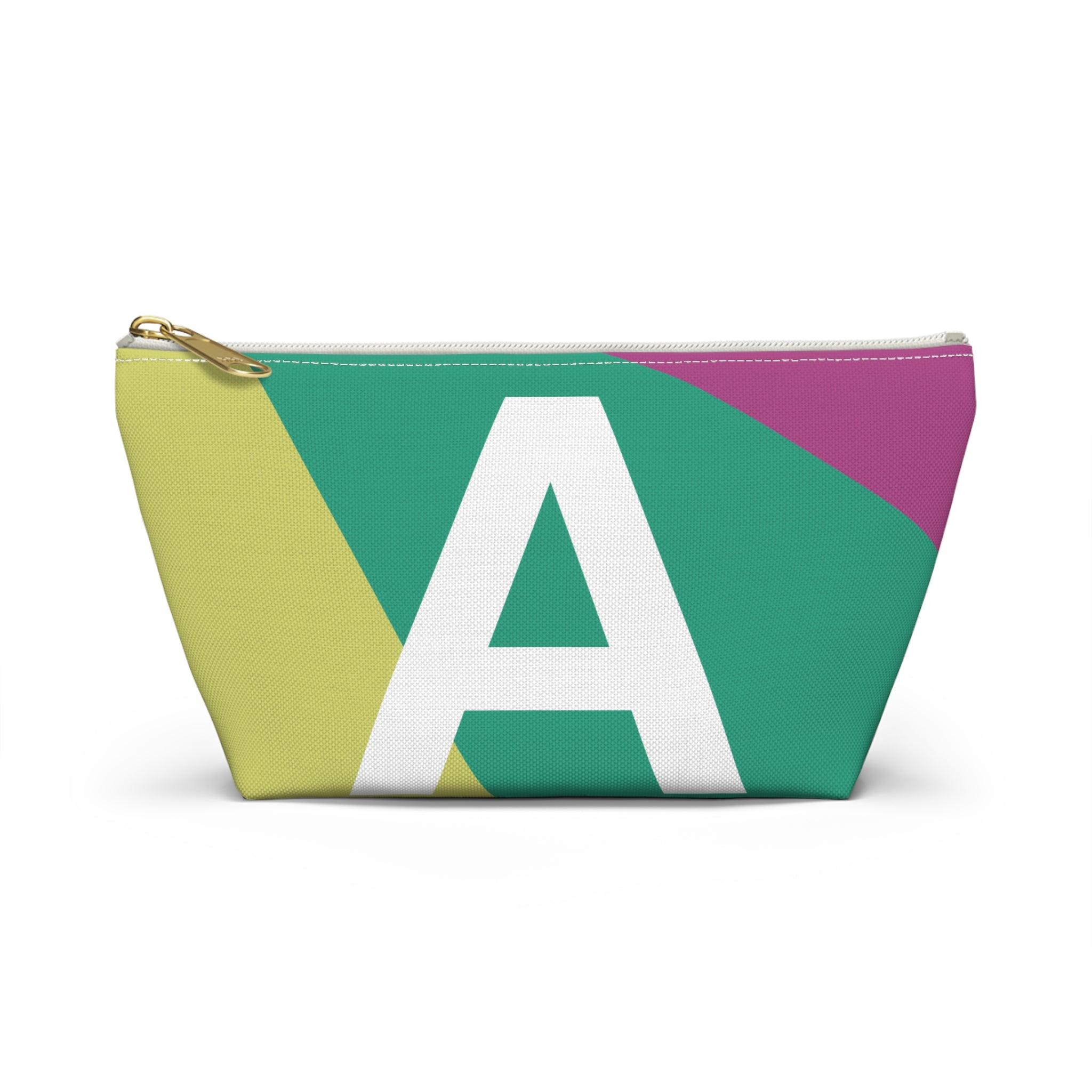 Initials Colorblock Accessory Pouch — Monogram A T-Bottom Cosmetic Bag