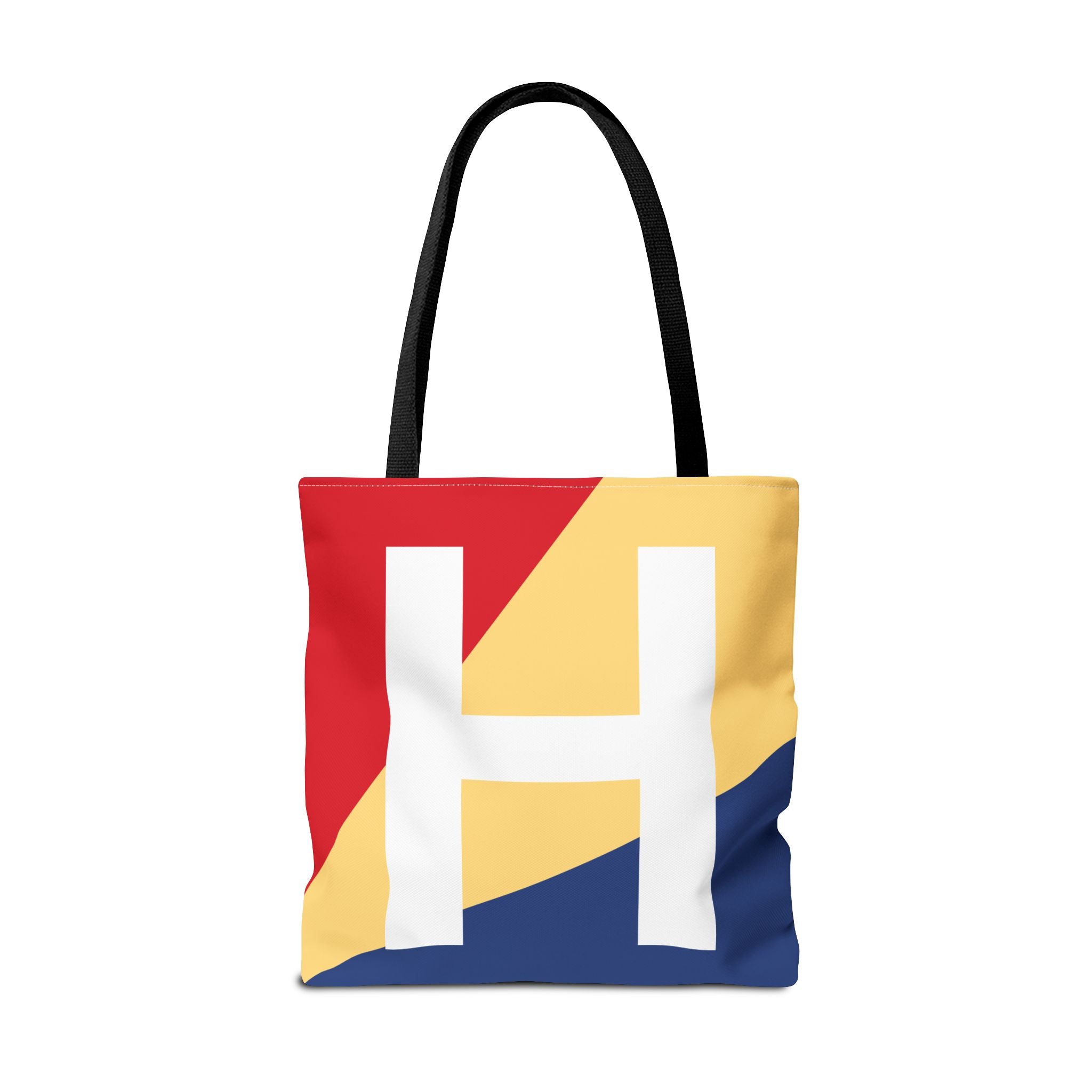 Monogram 'H' Colorblock Tote Bag — Personalized Initial H Shoulder Tote