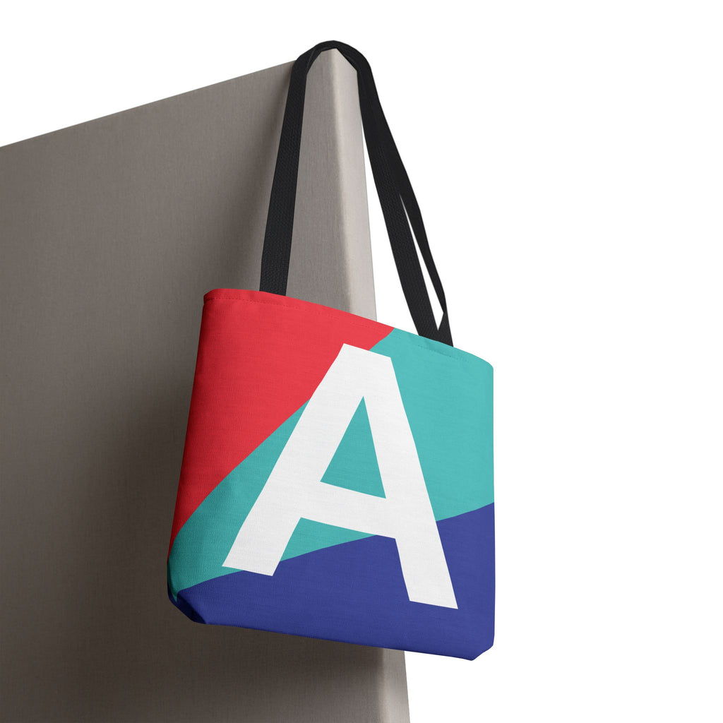 Monogram 'A' Colorblock Tote Bag — Personalized Initial A Shoulder Tote