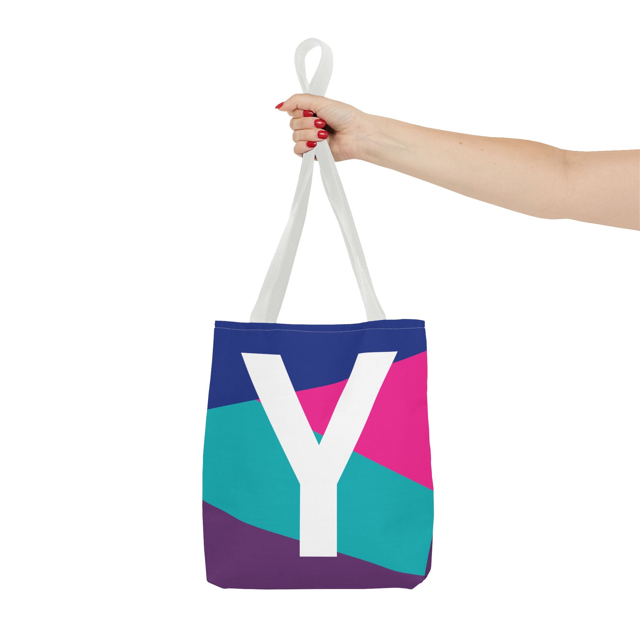 Monogram 'Y' Colorblock Tote Bag — Personalized Initial Y Shoulder Tote