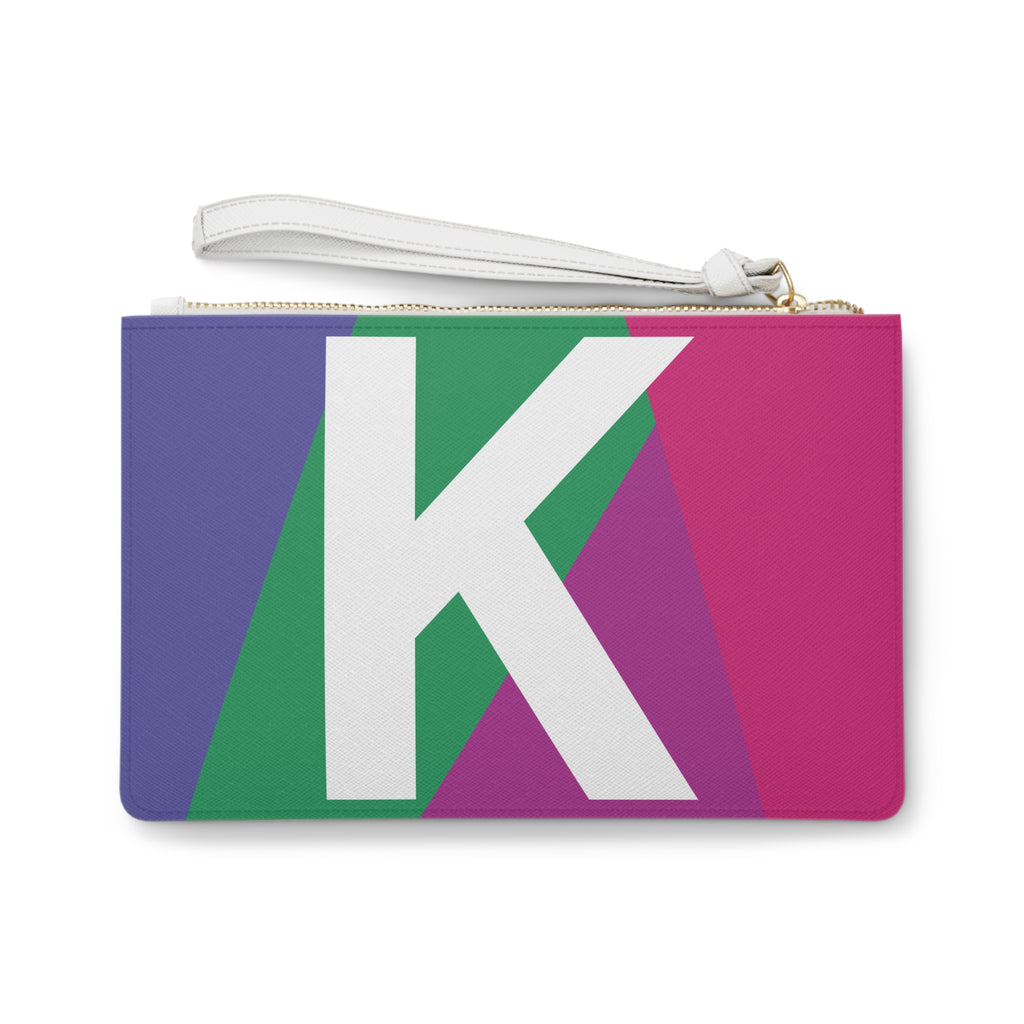 Monogram 'K' Colorblock Clutch Bag — Bold Geometric Wristlet for Everyday & Gifts