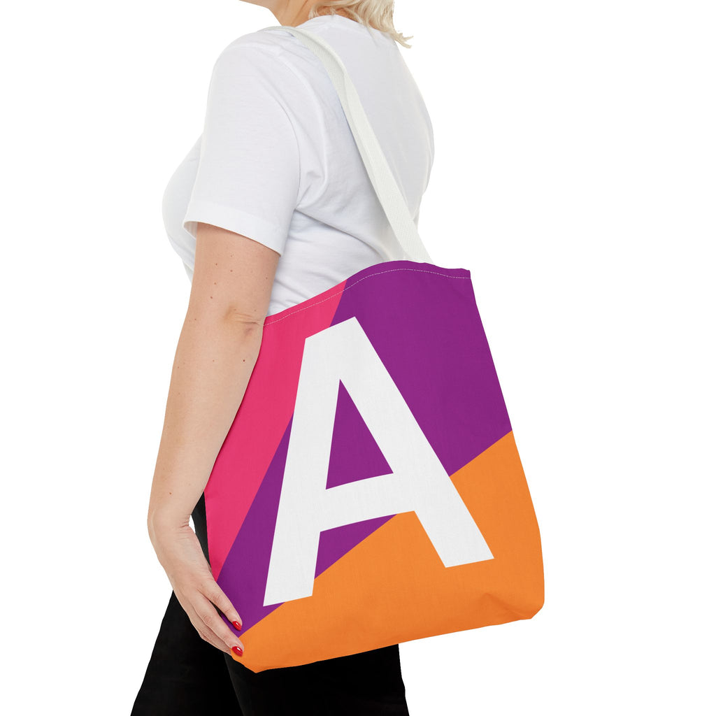 Monogram 'A' Colorblock Tote Bag — Personalized Initial A Shoulder Tote