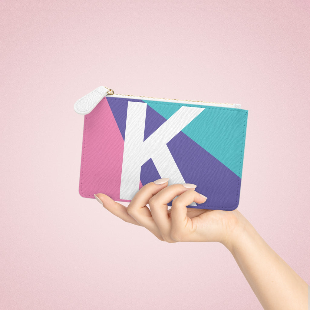 Initial K Mini Clutch — Colorblock Monogram Wristlet Wallet