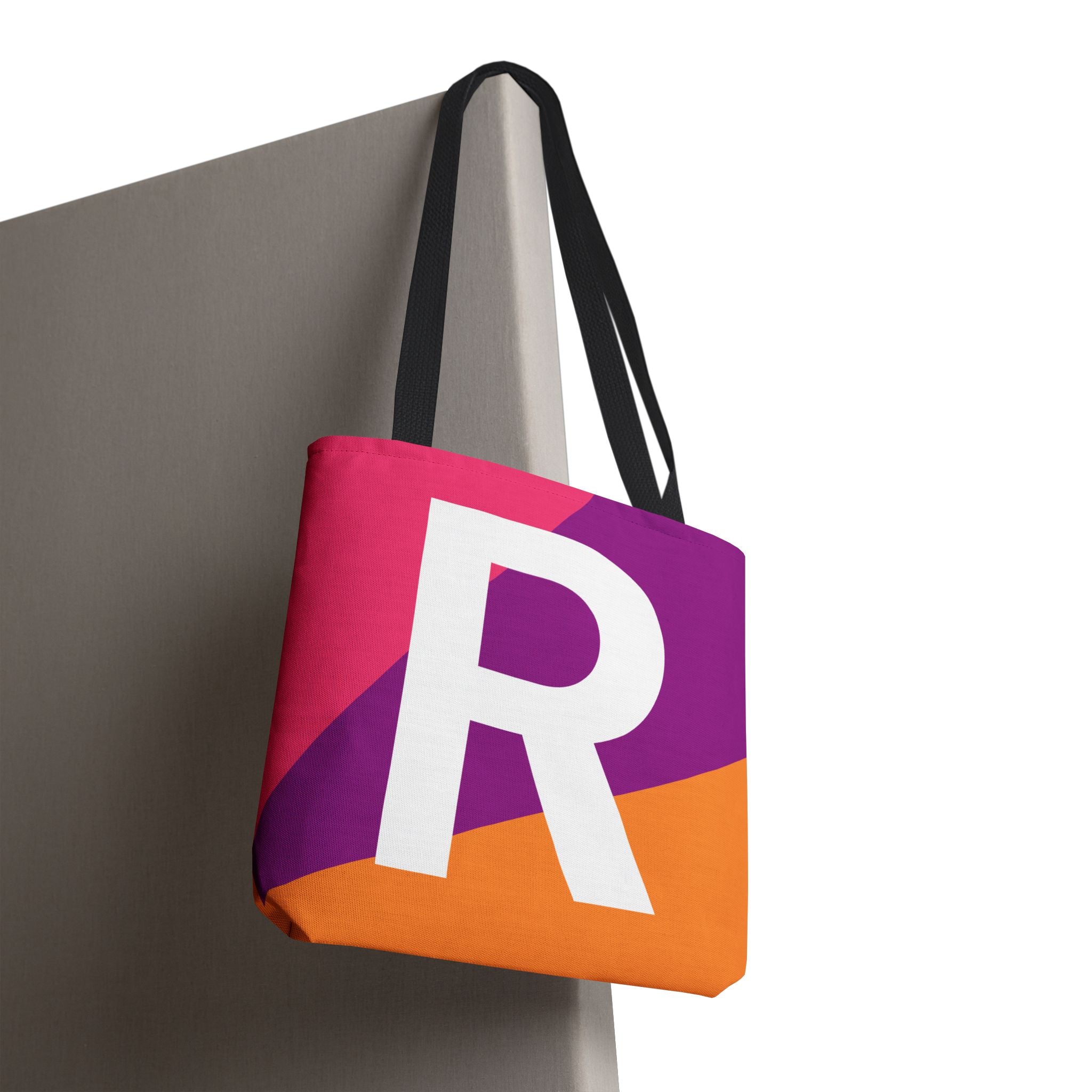 Monogram 'R' Colorblock Tote Bag — Personalized Initial R Shoulder Tote
