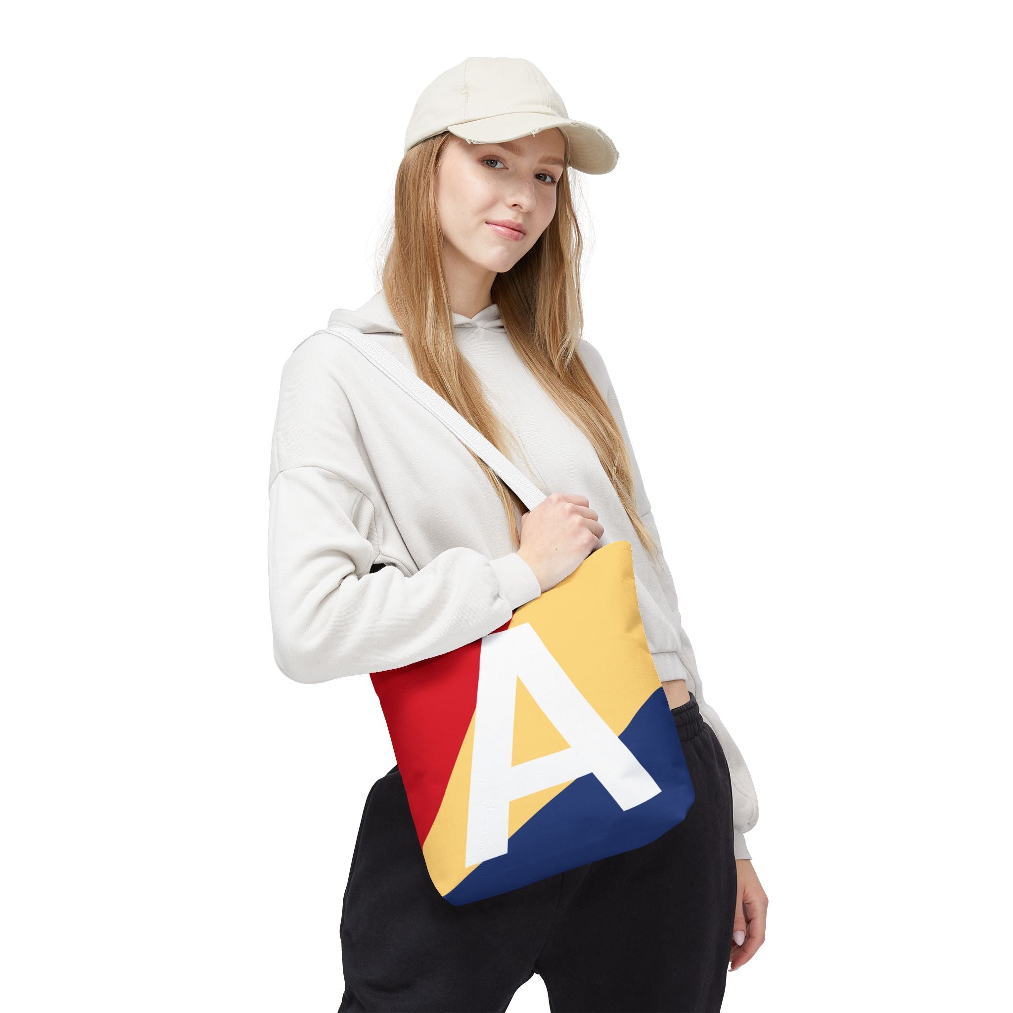 Monogram 'A' Colorblock Tote Bag — Personalized Initial A Shoulder Tote