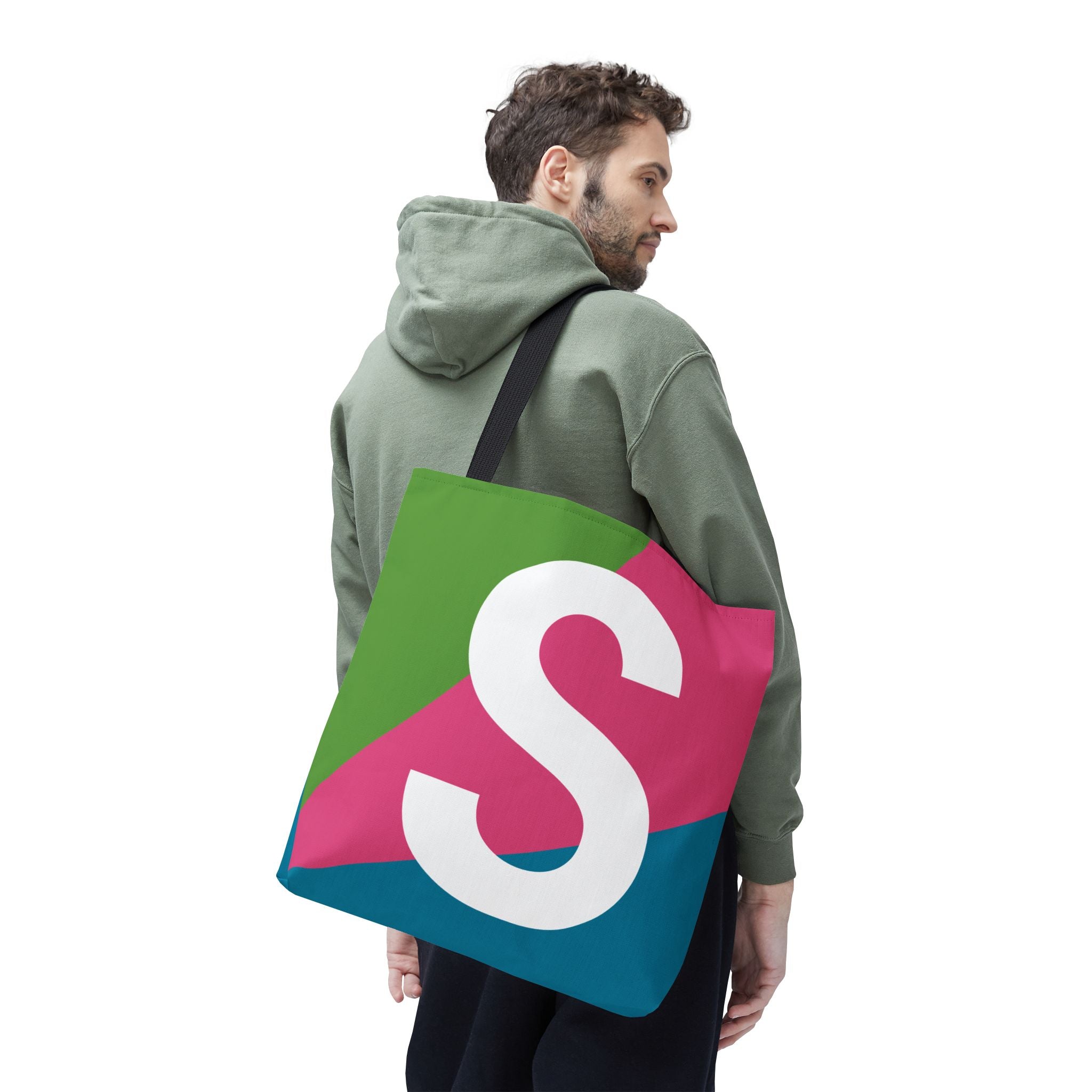 Monogram 'S' Colorblock Tote Bag — Personalized Initial S Shoulder Tote