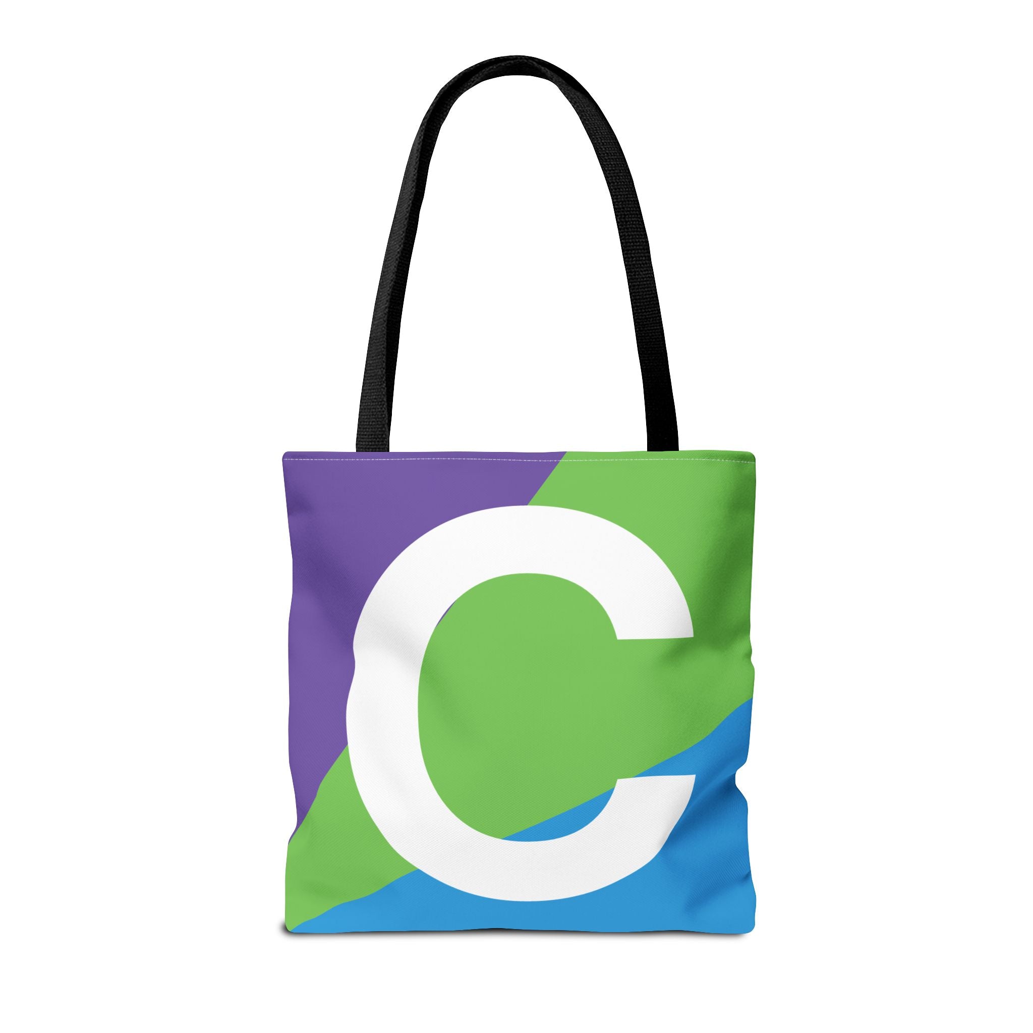 Monogram 'C' Colorblock Tote Bag — Personalized Initial C Shoulder Tote