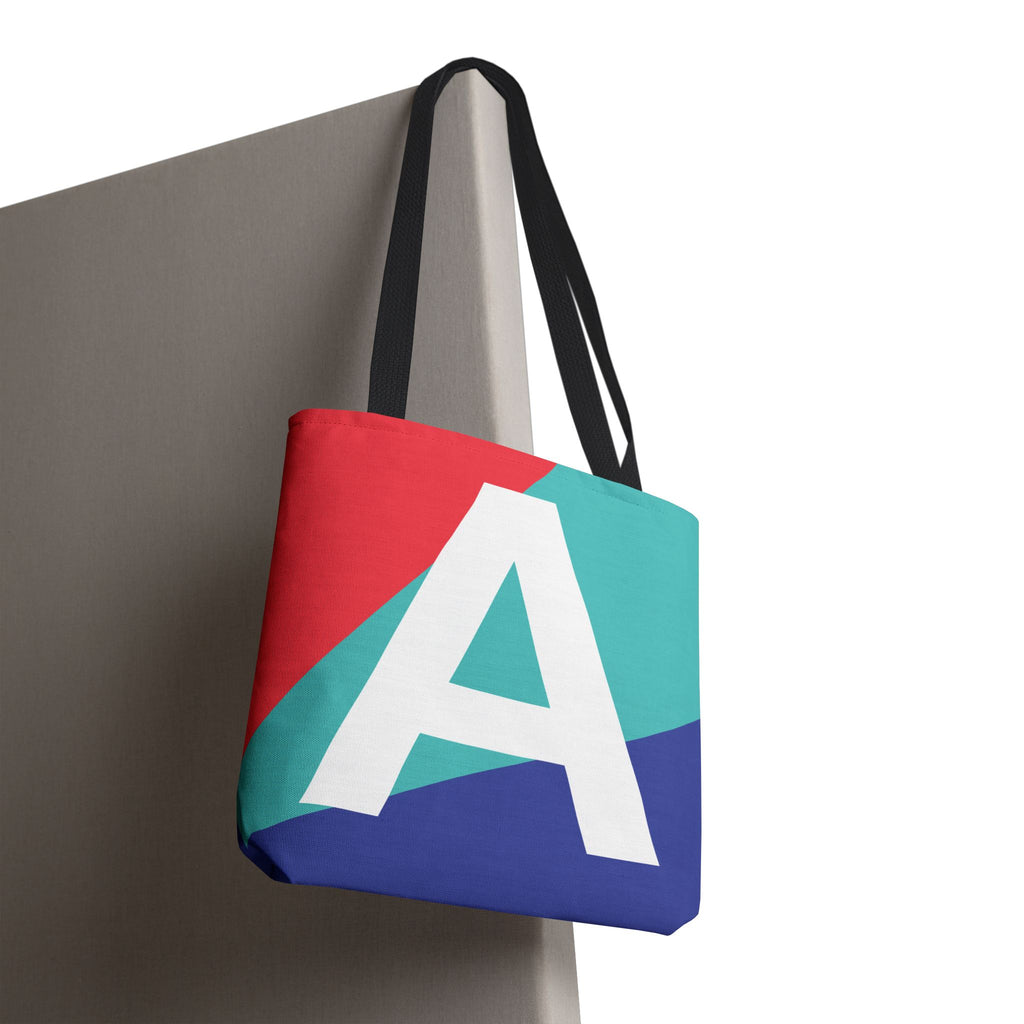 Monogram 'A' Colorblock Tote Bag — Personalized Initial A Shoulder Tote