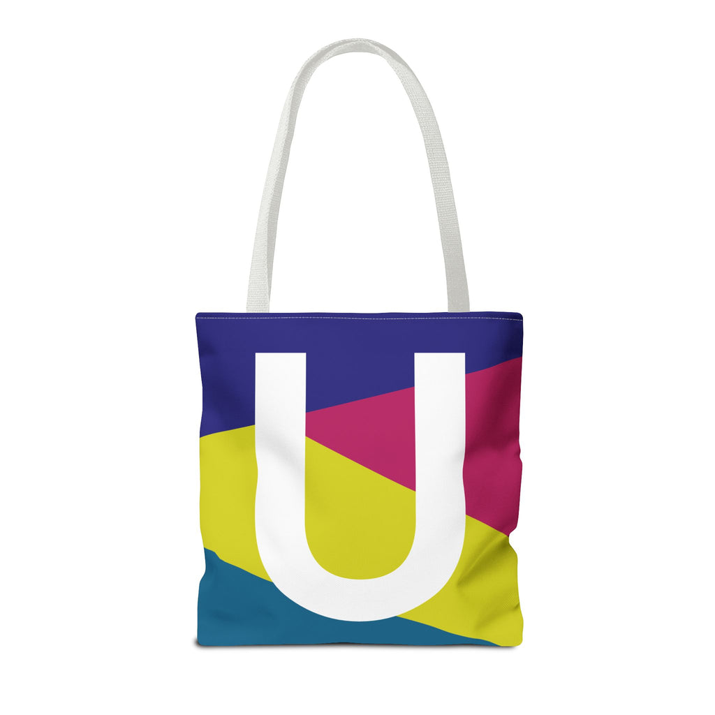 Monogram 'U' Colorblock Tote Bag — Personalized Initial U Shoulder Tote