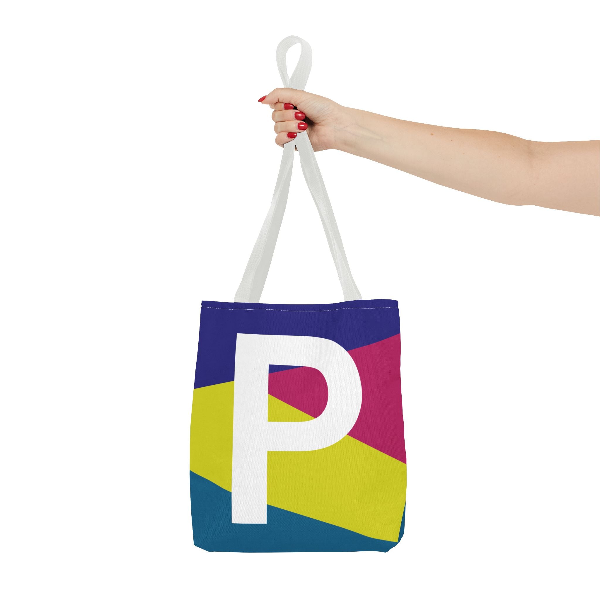 Monogram 'P' Colorblock Tote Bag — Personalized Initial P Shoulder Tote