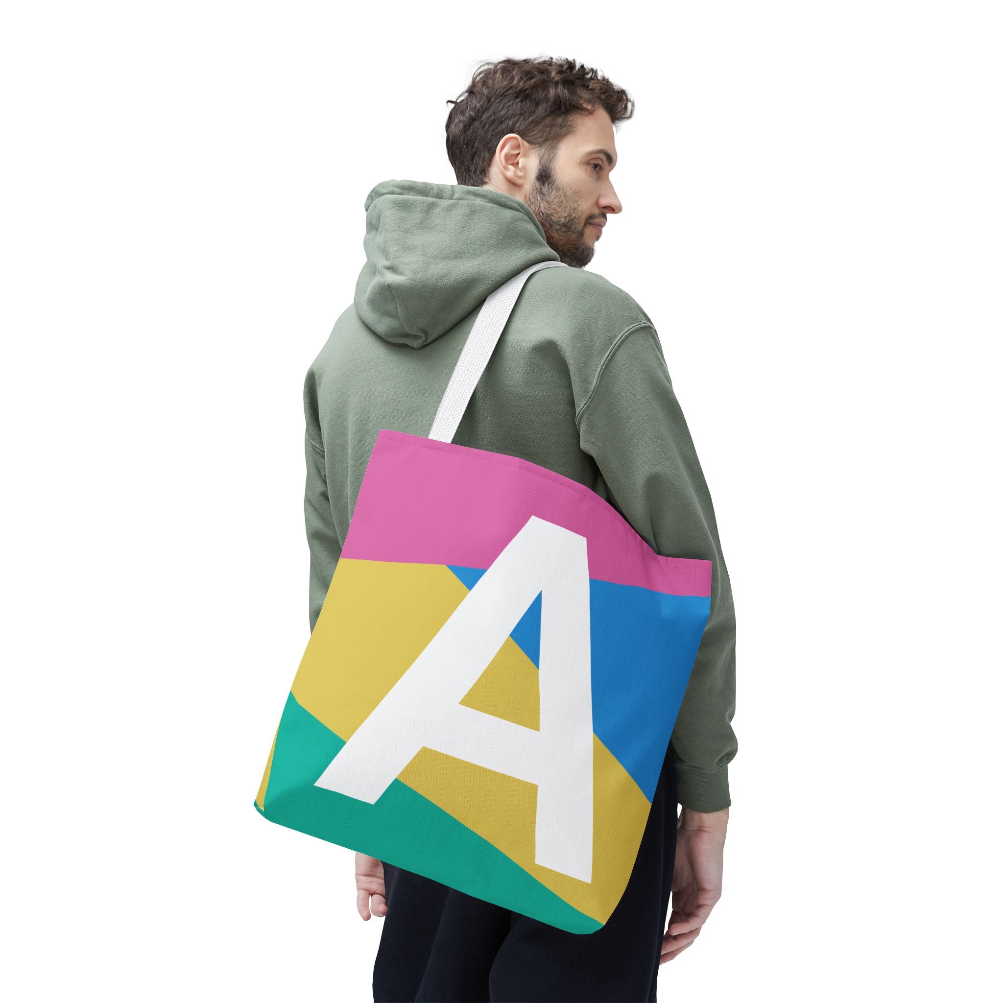 Monogram 'A' Colorblock Tote Bag — Personalized Initial A Shoulder Tote