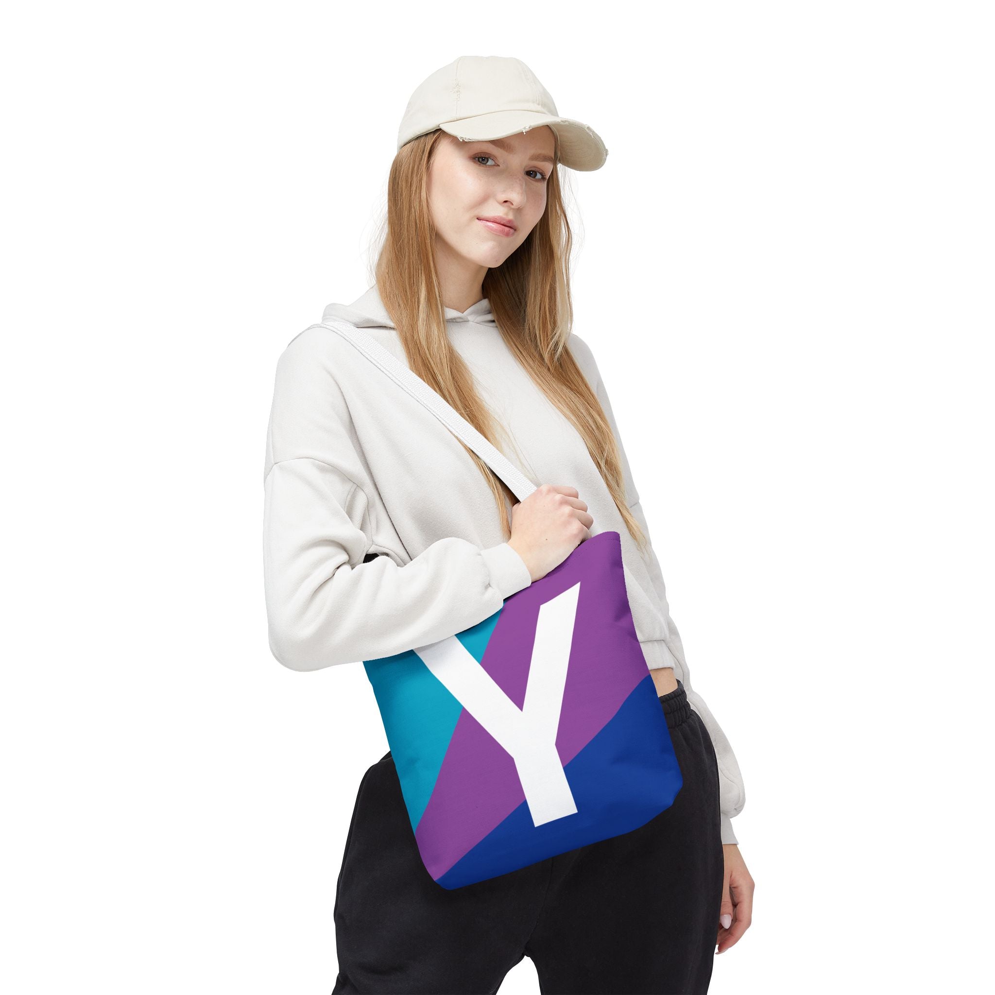 Monogram 'Y' Colorblock Tote Bag — Personalized Initial Y Shoulder Tote