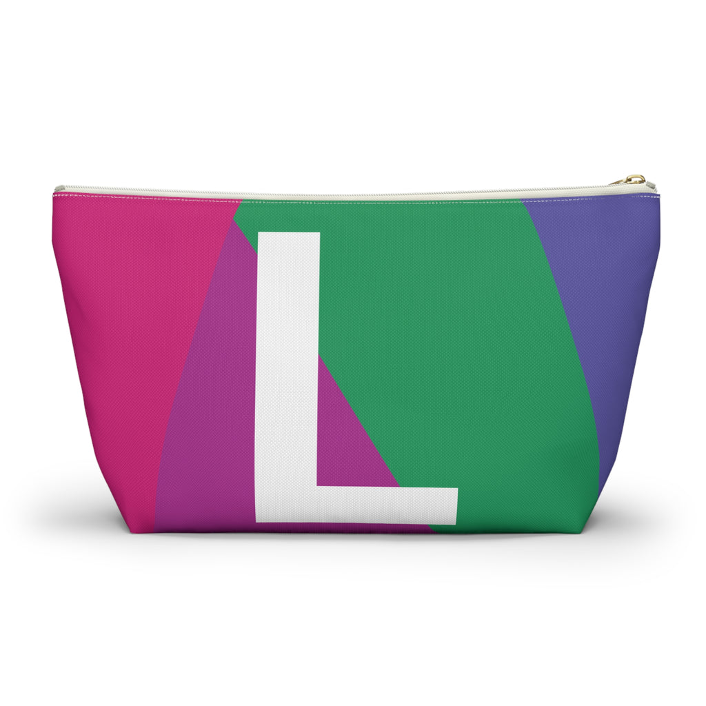 Initials Colorblock Accessory Pouch — Monogram L T-Bottom Cosmetic Bag