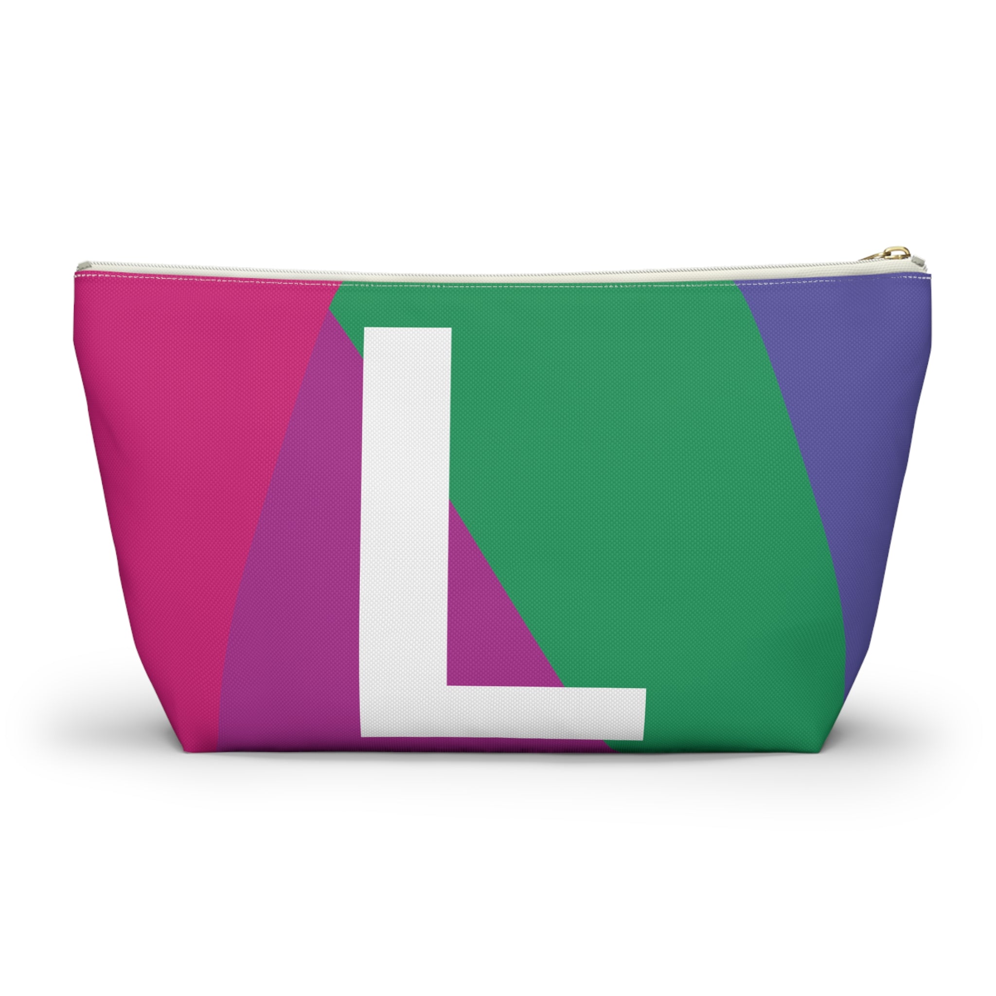 Initials Colorblock Accessory Pouch — Monogram L T-Bottom Cosmetic Bag