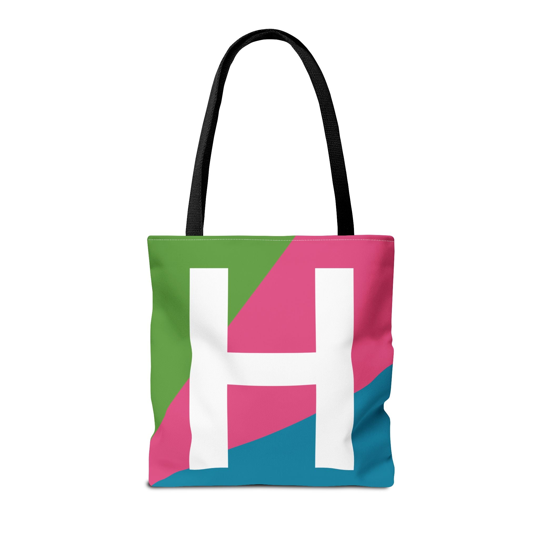 Monogram 'H' Colorblock Tote Bag — Personalized Initial H Shoulder Tote
