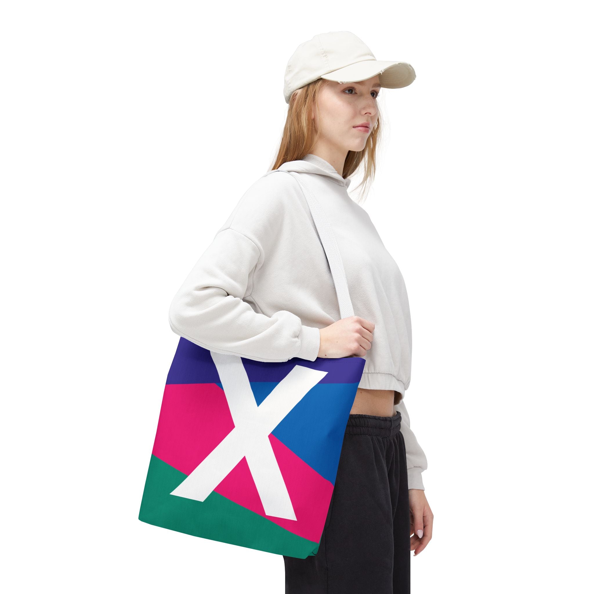 Monogram 'X' Colorblock Tote Bag — Personalized Initial X Shoulder Tote