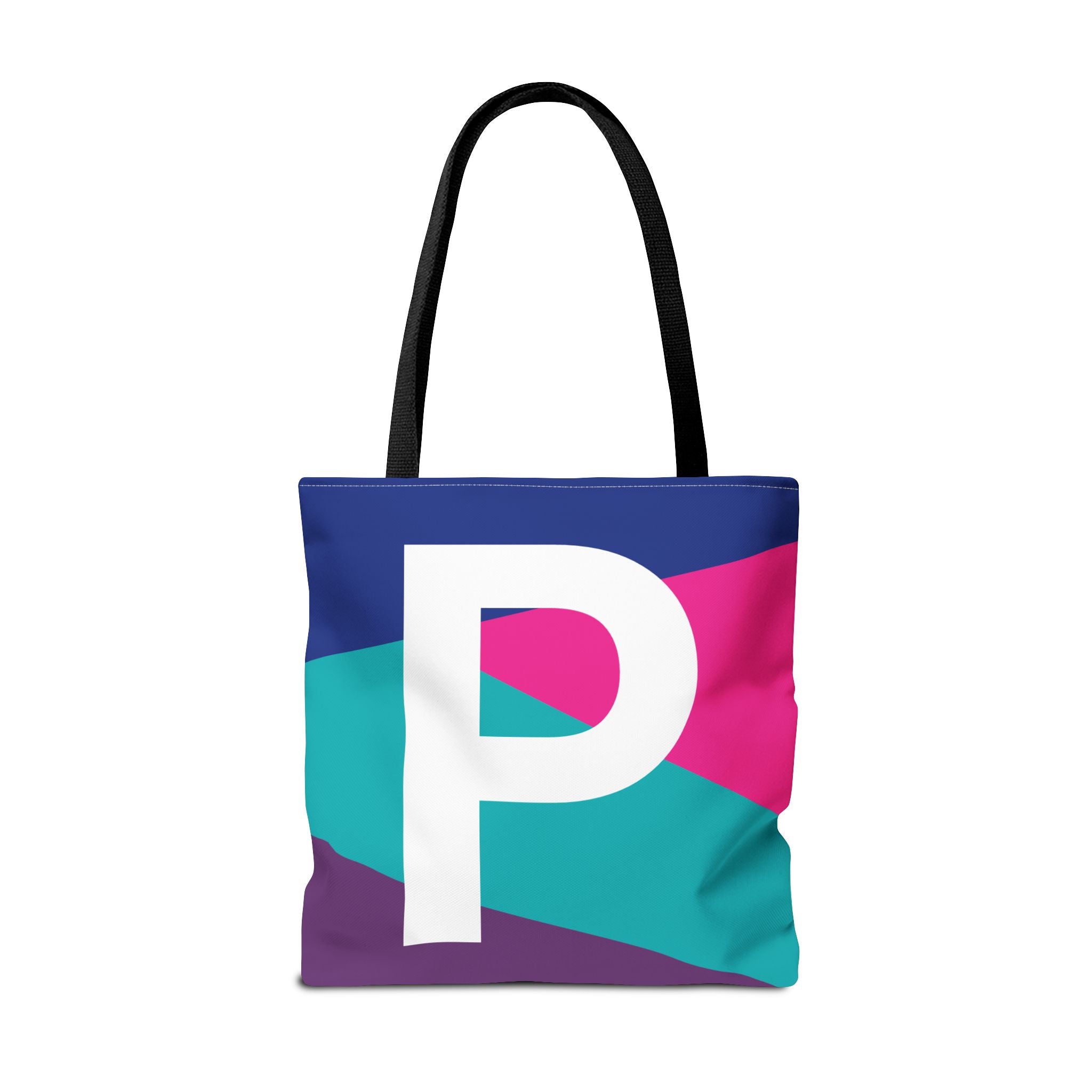 Monogram 'P' Colorblock Tote Bag — Personalized Initial P Shoulder Tote