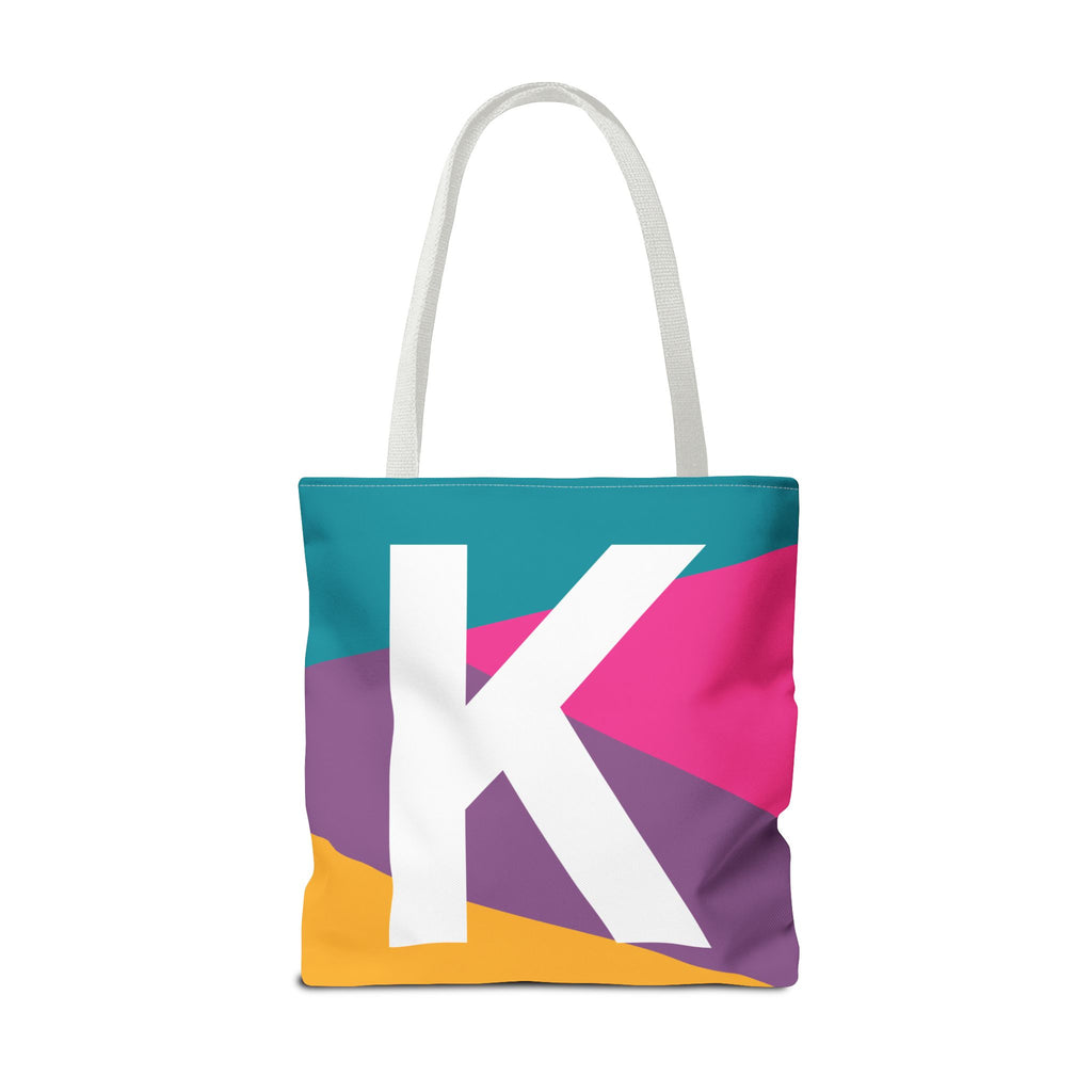 Monogram 'K' Colorblock Tote Bag — Personalized Initial K Shoulder Tote