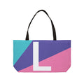Personalized 'L' Colorblock Tote Bag — Monogram Weekender Tote