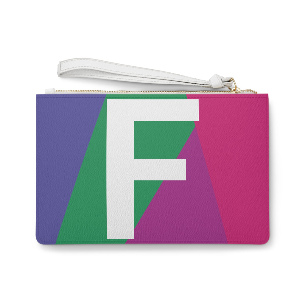 Monogram 'F' Colorblock Clutch Bag — Bold Geometric Wristlet for Everyday & Gifts
