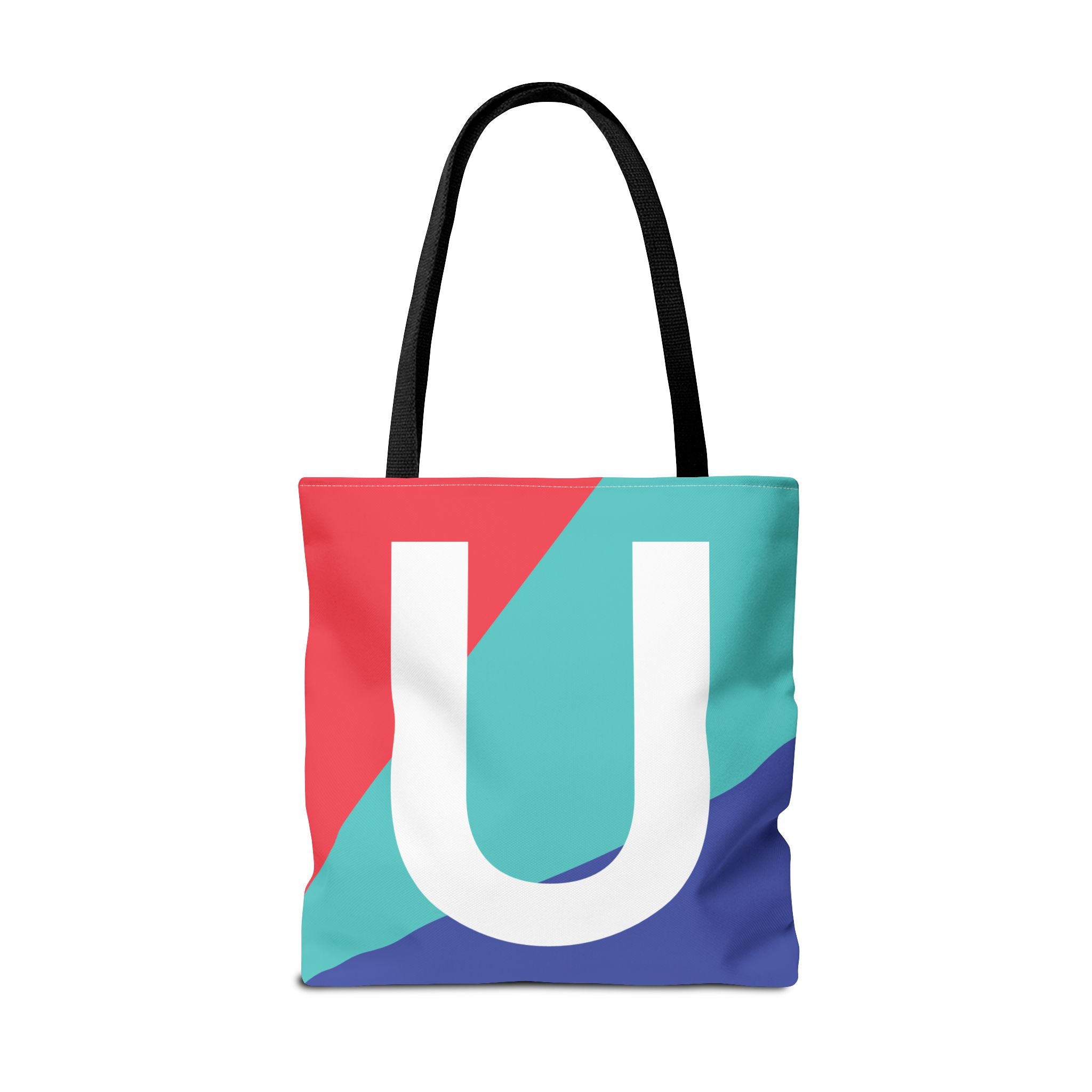 Monogram 'U' Colorblock Tote Bag — Personalized Initial U Shoulder Tote